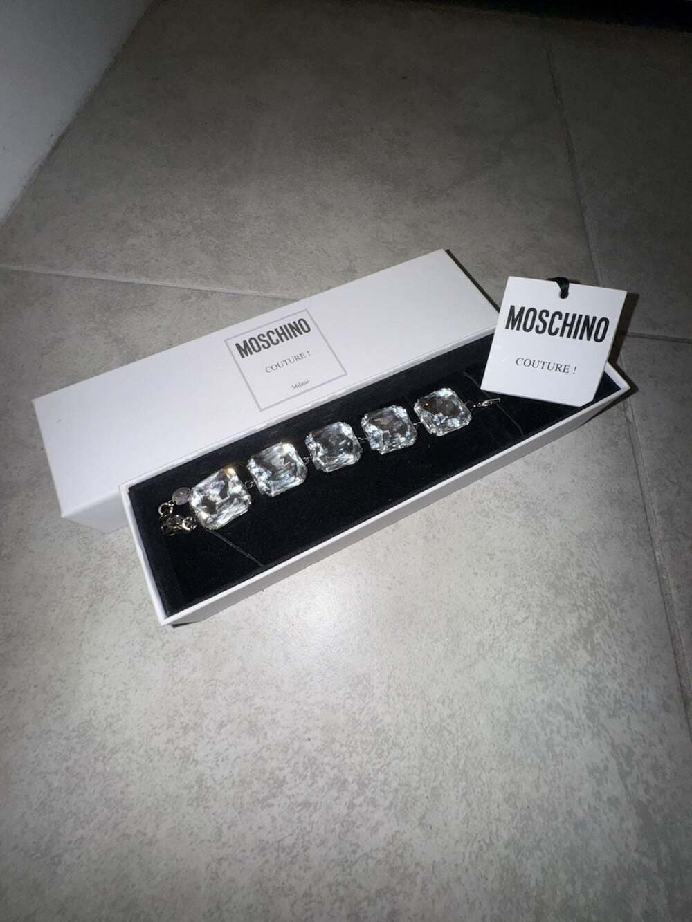 Moschino Couture! Large Crystal Embellished Statement Bracelet